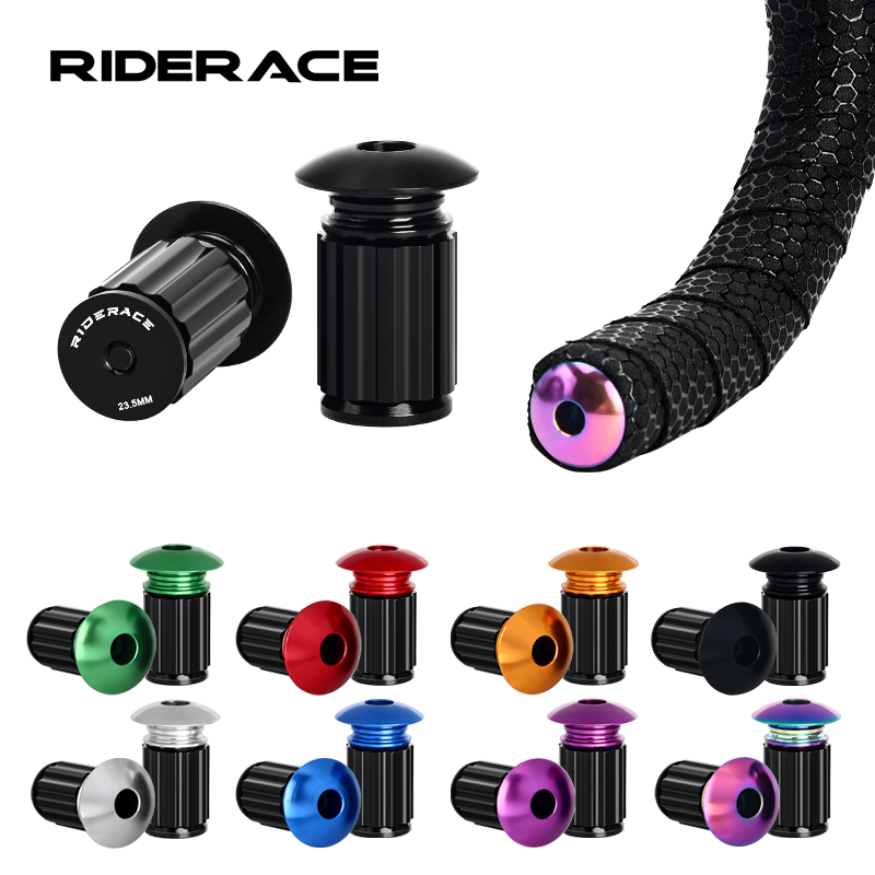 RIDERACE-Plugs de extremidade do guiador de bicicleta, liga de alumínio para MTB, mountain bike, ciclismo de estrada, apertos do guiador, boné, capa multicolorida