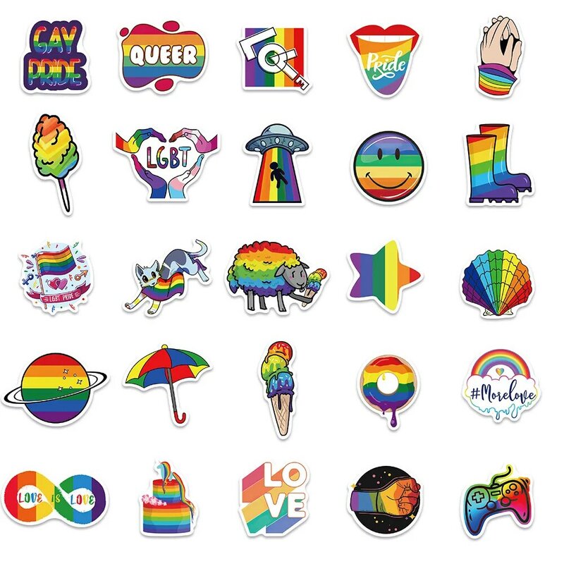 10/30/50Pcs ที่มีสีสัน Rainbow ตลก LGBT Gay Pride สติกเกอร์สเก็ตบอร์ดกีตาร์รถจักรยานยนต์ Scrapbooking แล็ปท็อปกระเป๋าเดินทางของเล่น