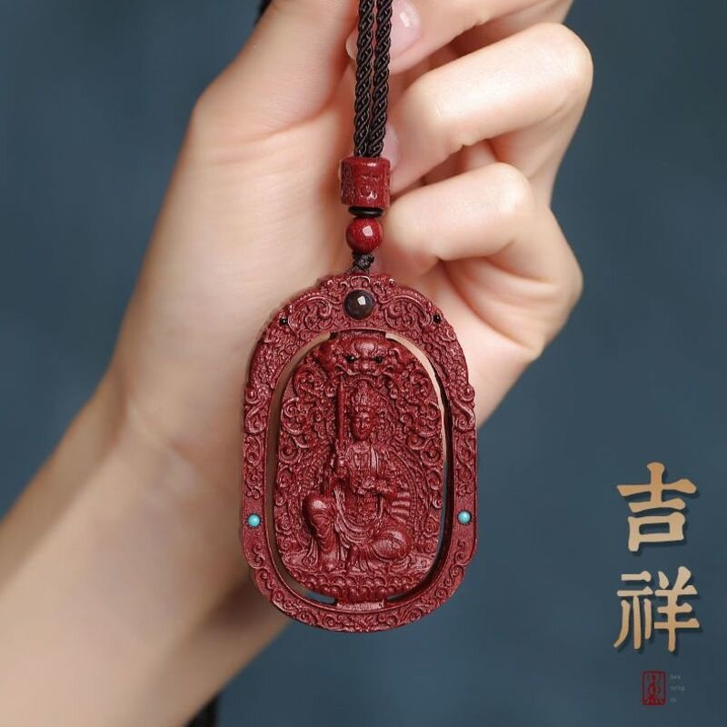 Natural Cinnabar Rabbit Year Zodiac the Life the Guardian God the Year Pendant to the Rabbit Woman Necklace the Man Pendant