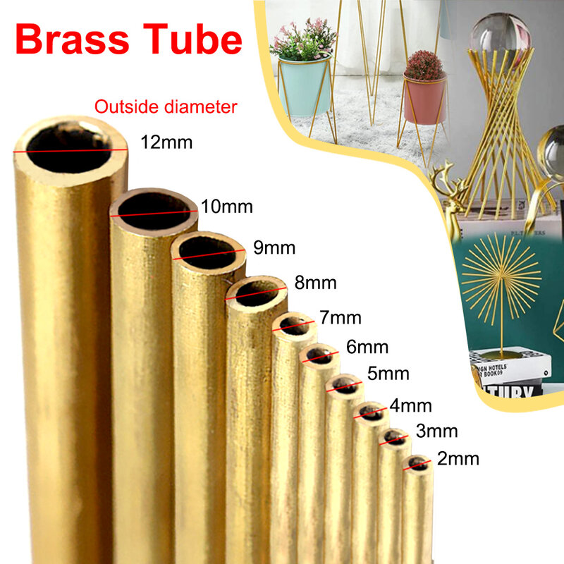 Tubos de bronze diâmetro 2/3/4/5/6/7/8/9/10/12mm comprimento 300mm longo 0.5mm parede latão tubo de bronze modelagem haste ferramenta de corte