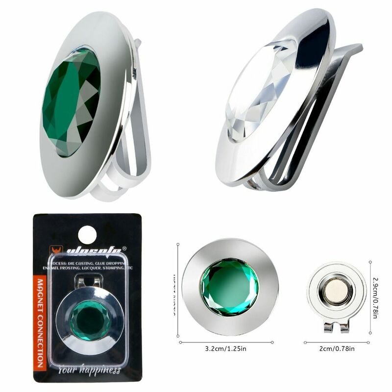 磁気ゴルフハットクリップ、お手入れが簡単、グリーンcrystaボールマーカー、ハイサイト、ユニーク