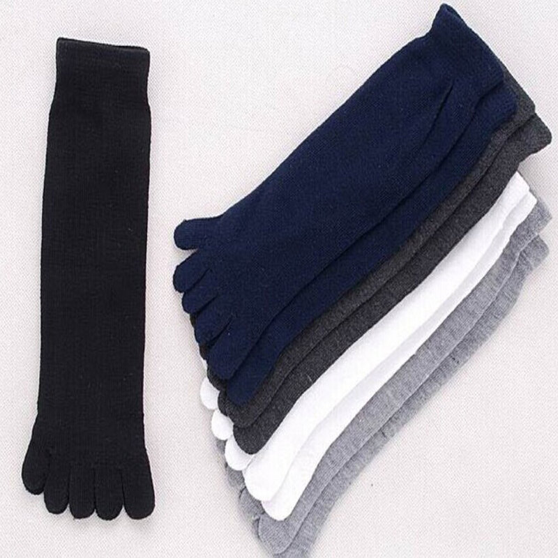 Calcetines de algodón con cinco dedos para hombre y mujer, medias transpirables para deportes, correr, Color sólido, negro, blanco, gris, azul y café