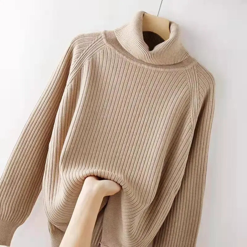 Кашемировый пуловер, свитер с высоким воротником, Женская осенне-зимняя одежда 2023, женский джемпер, женский зимний Базовый теплый вязаный свитер