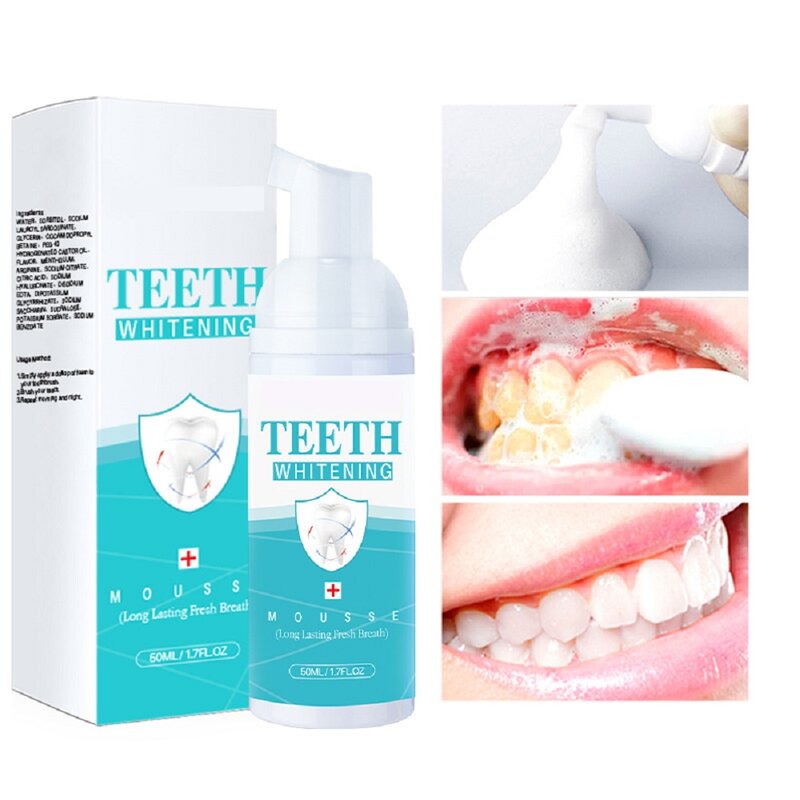 رغوة موس فائقة النعومة لتبييض الأسنان وتنظيفها عن طريق الفم ، وإزالة بقع الأسنان ، وتعطير التنفس ، جديد ، 50 مللي