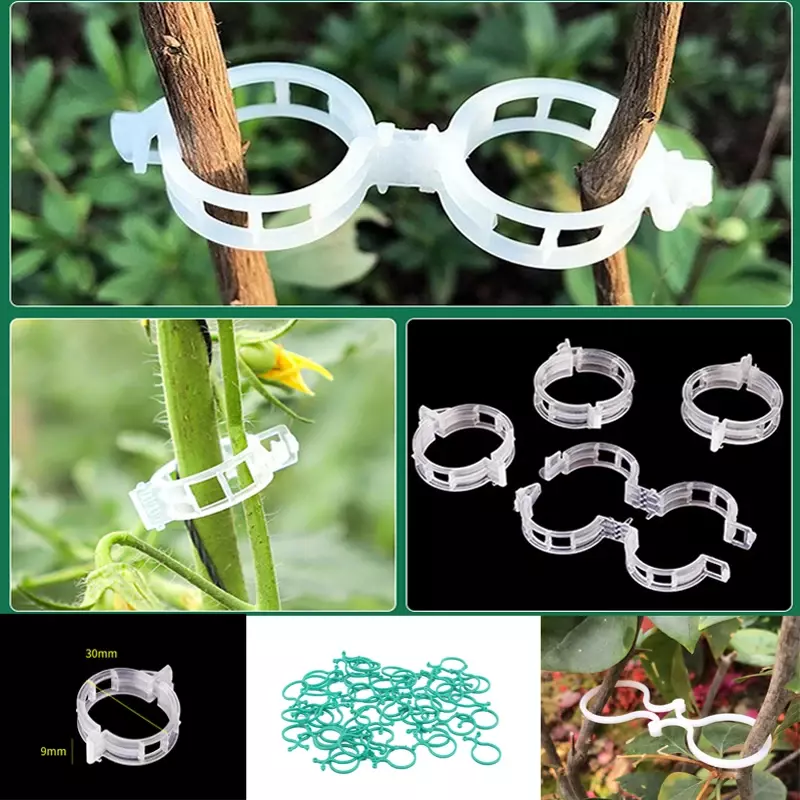 Clip de fijación para plantas de jardín, accesorio de plástico para atar ramas de vid, soporte para tomate, enrejados, 20/100 piezas