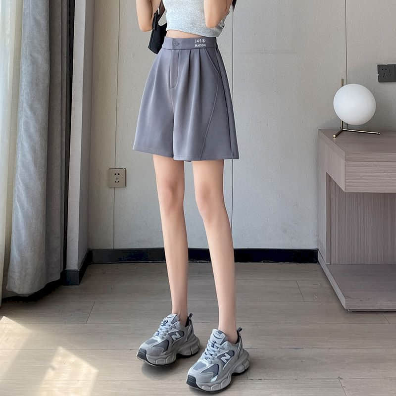 Однотонные шорты, Летняя распродажа, повседневные короткие брюки из полиэстера, винтажные свободные прямые брюки с высокой талией в Корейском стиле, женская одежда