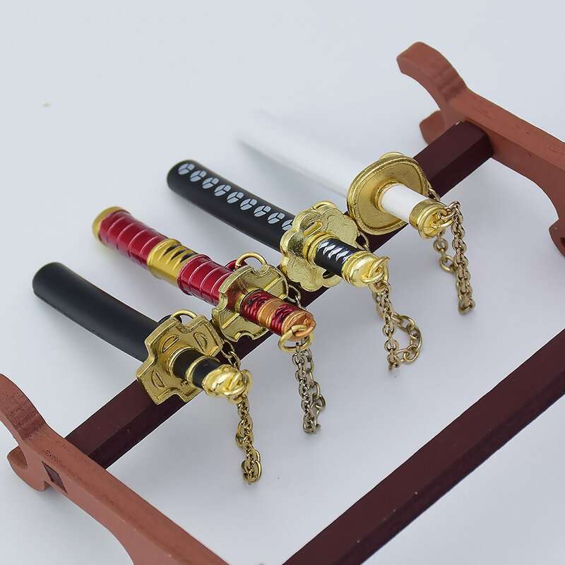 Anime Ein Stück Waffe Lorenor Zorro Keychain Dämon Slayer Katana Messer Samurai Schwerter Echt Stahl Spielzeug für Jungen Kinder Spielzeug geschenke