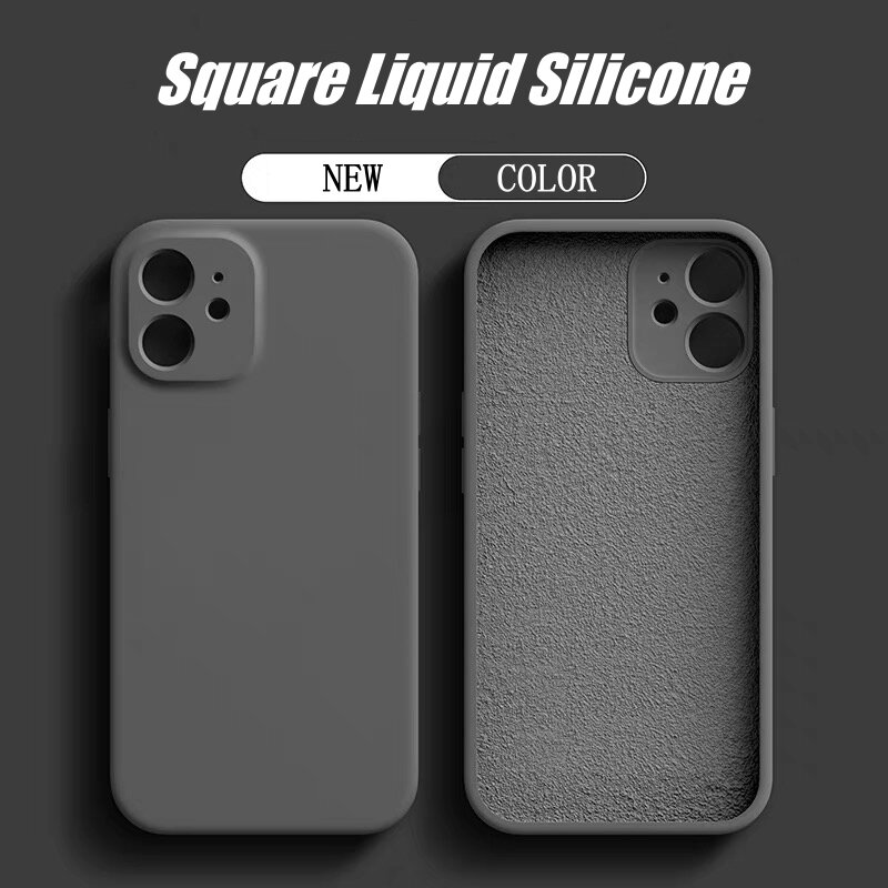 Оригинальный квадратный жидкий силиконовый чехол для телефона IPhone 14 13 11 12 Pro Max Mini XR XS 6 7 8 SE 14 Plus 15 Pro Max, защитный чехол
