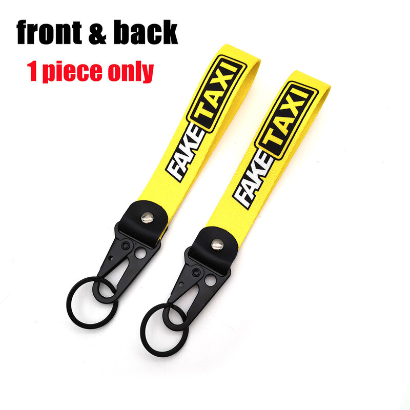 JDM Keyring Initial D Nylon Keychain Auto Key Tags Steel Spring Clip Lanyard for Fake Taxi Low life Car Motorcycle Accessories