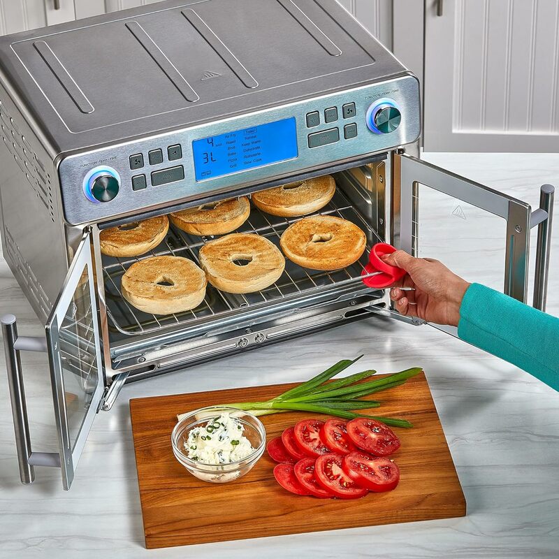 Combinazione di forno per friggitrice ad aria a doppia zona a 360 gradi con porte francesi cuocere due cibi in due modi diversi contemporaneamente
