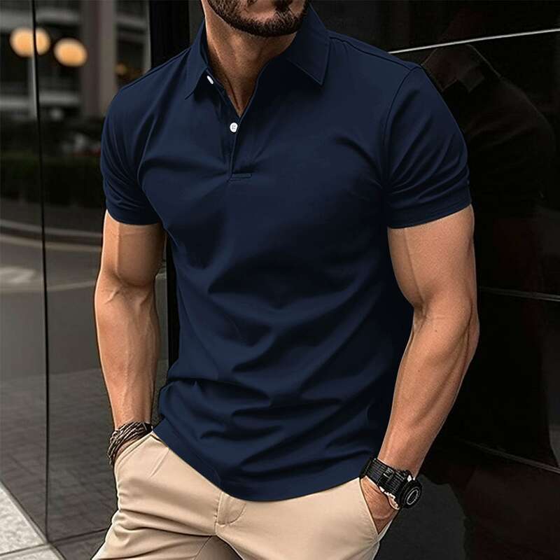 Najlepiej sprzedająca się męska koszulka Polo z krótkim rękawem koszula z kołnierzem z guzikami w czystym kolorze koszulka Polo letnia wygodna odzież męska