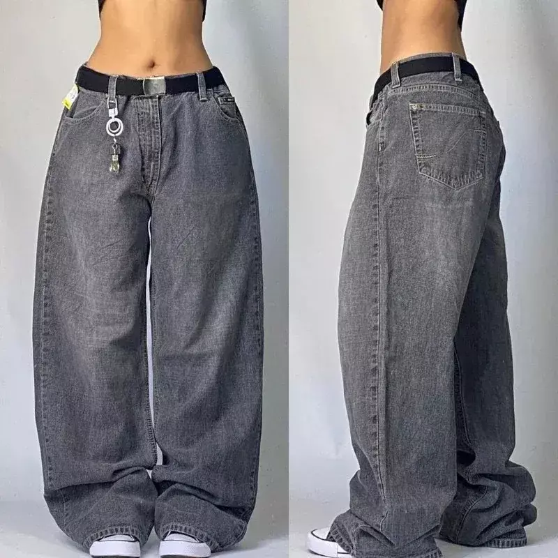Новые потертые мешковатые джинсы Y2K, уличные ретро брюки из денима в стиле Харадзюку со множеством карманов, Мужские Женские Готические джинсы в стиле хип-хоп с высокой талией и широкими штанинами