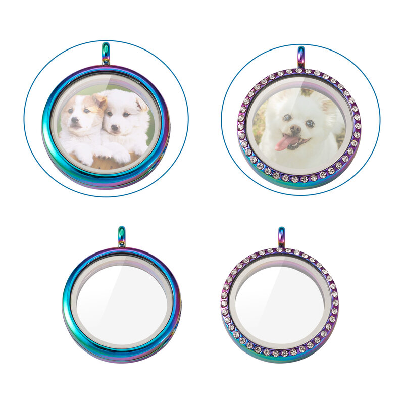 1 scatola cuore rotondo cornice per foto in vetro Charms lega ciondoli magnetici medaglione per gioielli che fanno animali domestici fai da te collana portachiavi regali