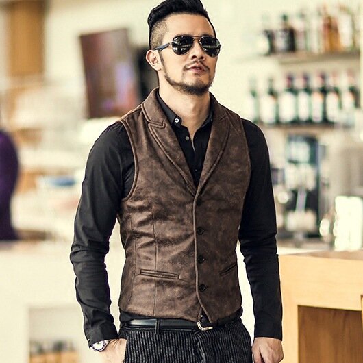 2023 Men's Autumn and Winter Men's Fashion New Suede Single-Breasted Vest