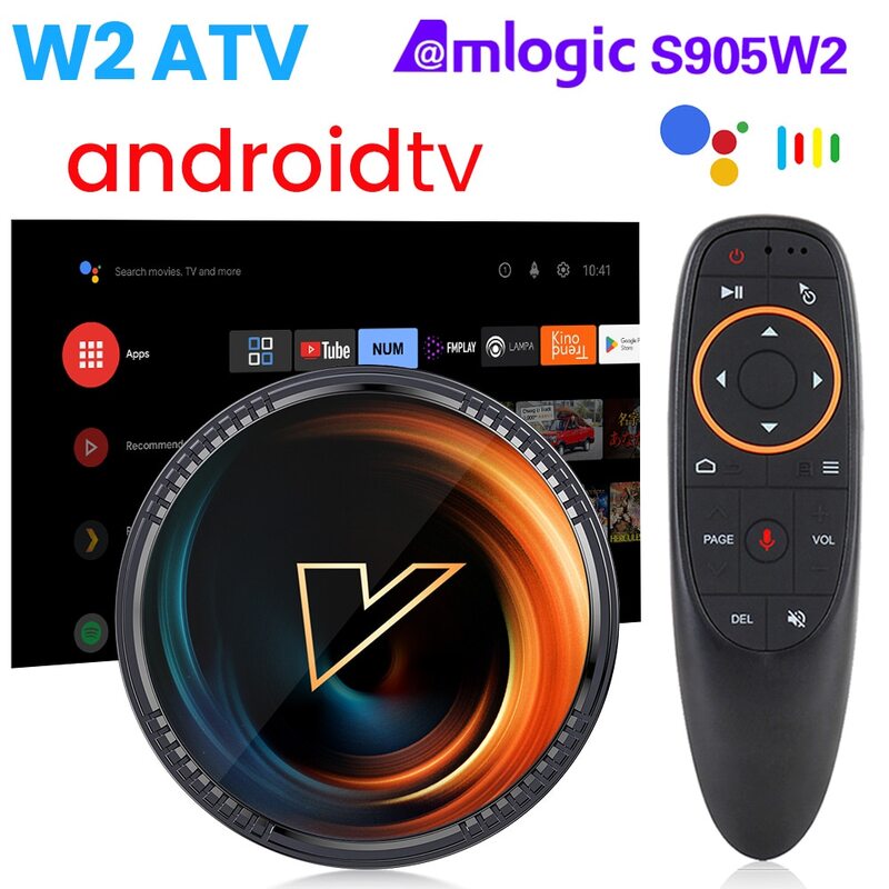 W2 atv tv box android 11 amlogic s905w2 unterstützung 4k av1 2.4 & 5g wifi bt mit google voice fernbedienung 2 g16g 4 g32g 64g smart tv box