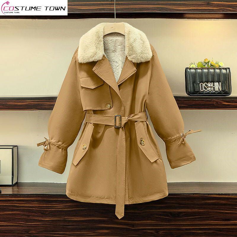 2023 Autumn/Winter Korean Edition New Fashion Wool Collar Cotton Coat Women's Large Thickened Cotton Coat Coat Trend