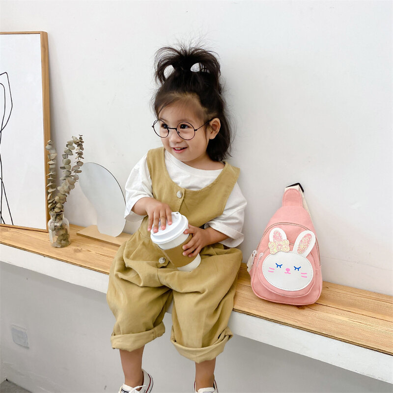 Сумка кросс-боди с милым маленьким Кроликом, холщовая миниатюрная сумочка для девочек, Детский кошелек, вместительная поясная сумка для покупок