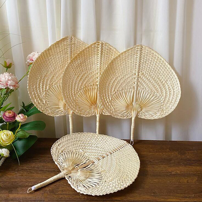 Ventagli intrecciati di paglia fatti a mano ventola di raffreddamento estiva artigianale decorazione per la casa in bambù