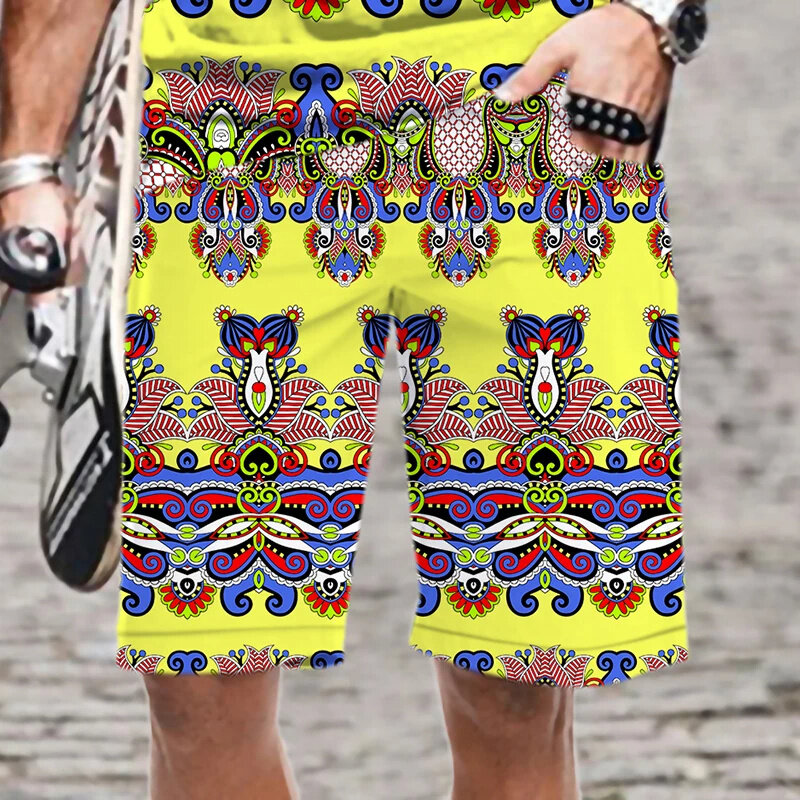 Harajuku 3D Printed Exotic Ethnic Patterns Beach Shorts Men Summer Vintage Swim Pants Fashion Streetwear TrunkCool  Board Shorts
