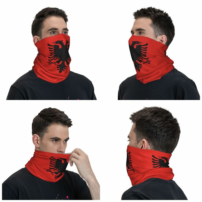 알바니아 국기 반다나 목 각반 인쇄 마스크 스카프, 따뜻한 얼굴 마스크 야외 스포츠 남녀 성인 겨울