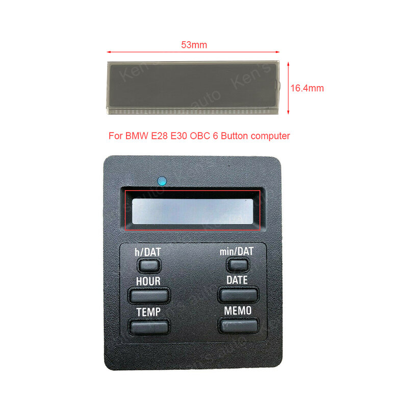 Trim dasbor temperatur jam digital, tampilan layar LCD untuk 6 tombol obc untuk BMW E28 E30 1987-1991