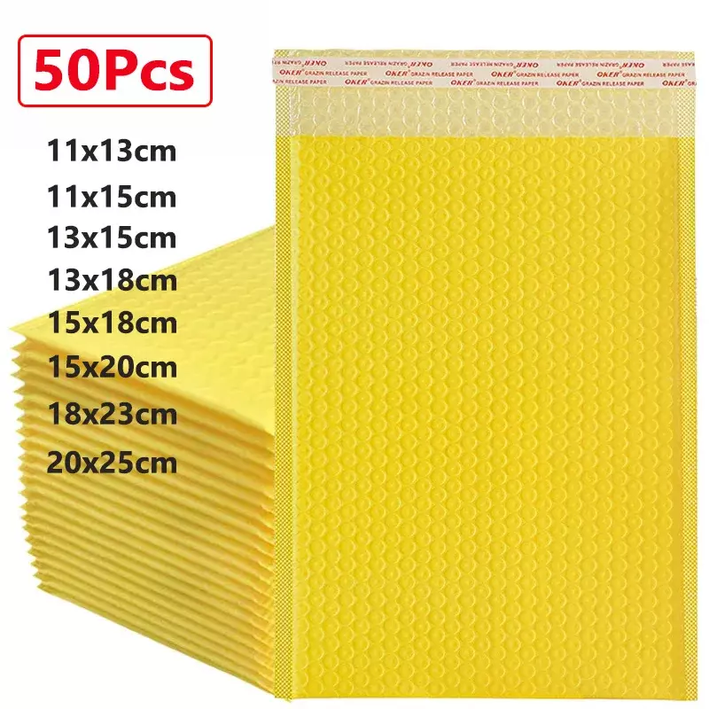 50pcs Bubble Mailers Bubble Padded Mailing Envelopes Mailer Poly for Packaging Self Seal Shipping Bag Bubble Padding Bags18x23cm