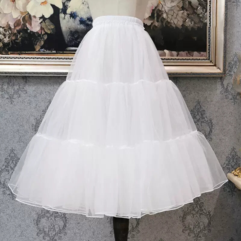 Falda de hilo de soporte Lolita, enagua de extensión, larga, diaria, de hilo suave, sin hueso, Poncho