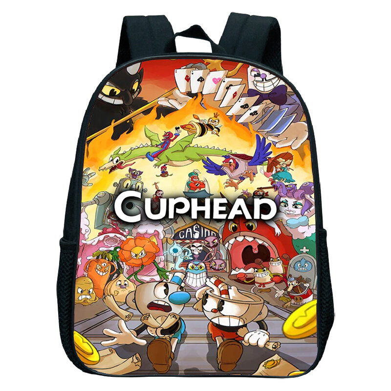 Cuphead Printed Cartoon School Bags Kids Kindergarten Backpacks Boys Girls Rucksack Anime Small Bookbag Waterproof Backpack Gift