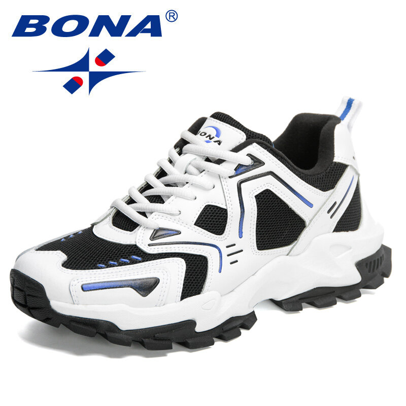BONA-Zapatillas deportivas de cuero para hombre, zapatos informales de senderismo, estilo y color aleatorios, bolso de la suerte
