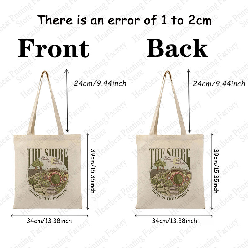 Tas bahu kanvas tas Tote pola The Shire tas belanja dapat digunakan kembali wanita perjalanan sehari-hari hadiah terbaik untuk pecinta pindah