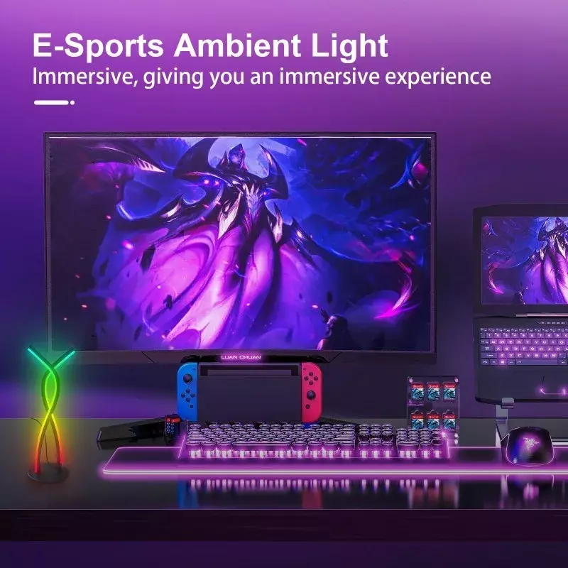 Lampu malam, cahaya LED RGBIC, kontrol suara musik, lampu irama Pickup, kendali jarak jauh APP untuk dekorasi TV Esports kamar tidur