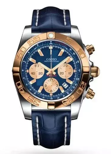 Luxury New Quartz Chronograph Men Watch Stainless Steel Silver Rose Gold Black Blue Leather Strap Sapphire Glass Watches