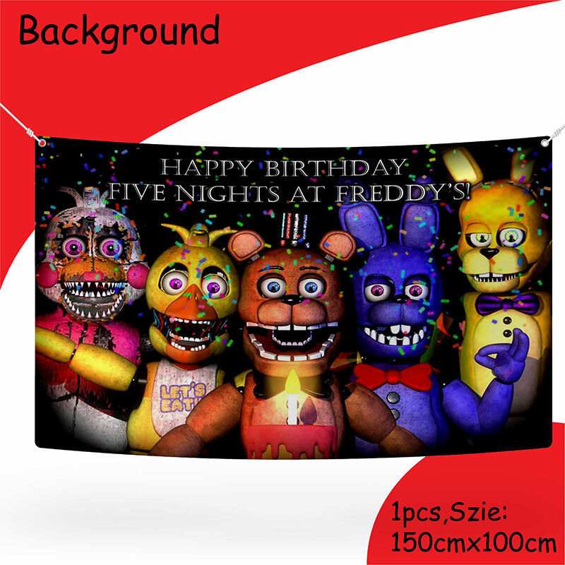 FNAF Freddy Funny Party Decorations Tableware Cup Plate Napkin Sticker Tablecloth Balloons Background Kids Baby Shower Supplies