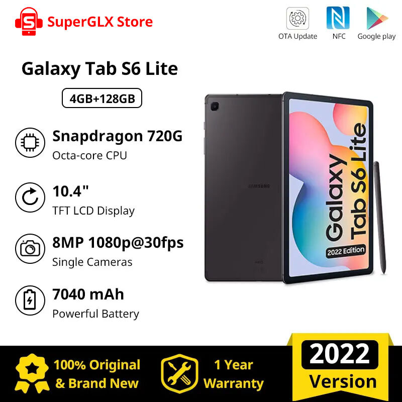 2022 Nieuwe Samsung Galaxy Tab S6 Lite Tablet Pad Met Stylus Exynos 9611 Octa Core 4Gb + 128Gb 7040Mah 10.4 ''Wuxga + Display Tabletten