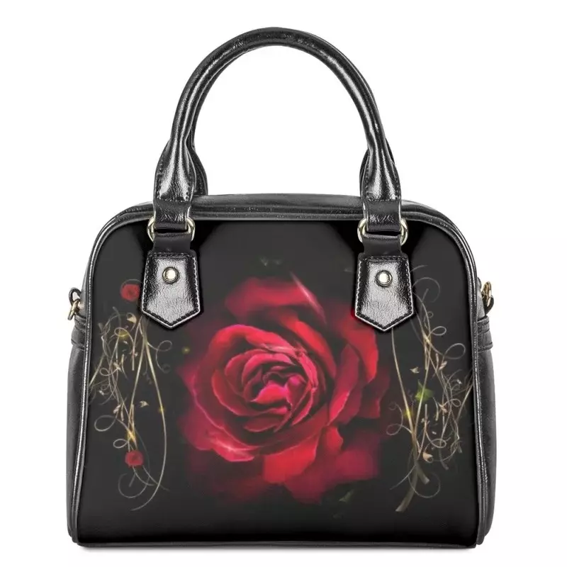 Bolso De cuero PU con estampado 3D De flores para mujer, bolsa De hombro De Lujo, Rosa gótica, grande