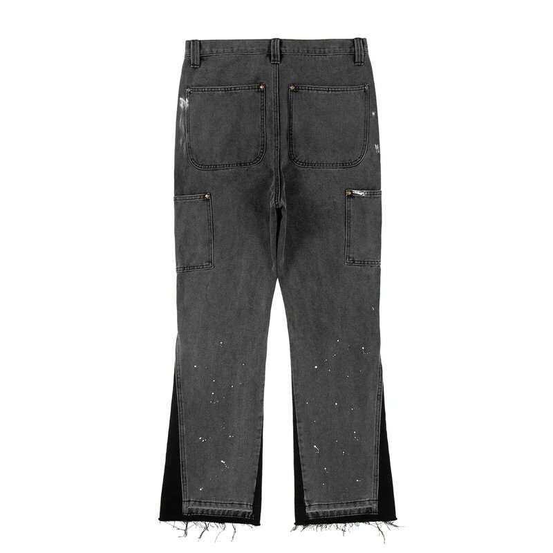 High Street Gesplitste Inkt Micro Flare Broek Voor Heren Cleanfit Casual Gewassen Baggy Straight Denim Broek Y 2K Jeans