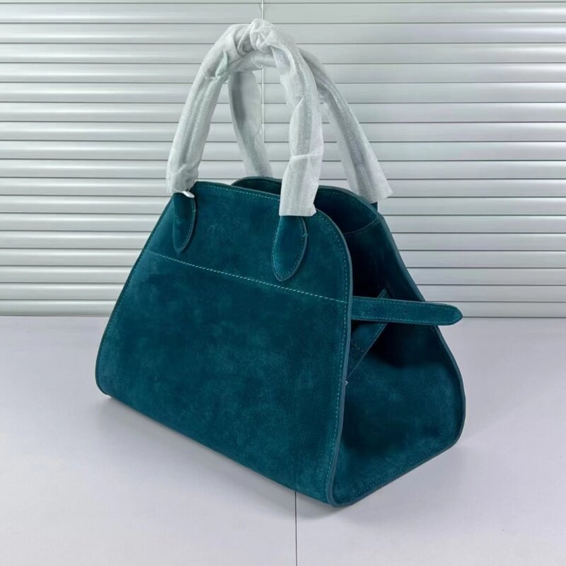 Tas tangan r0w kulit sapi kapasitas besar tas tote suede jangkauan tinggi wanita gaya minimalis Margaux