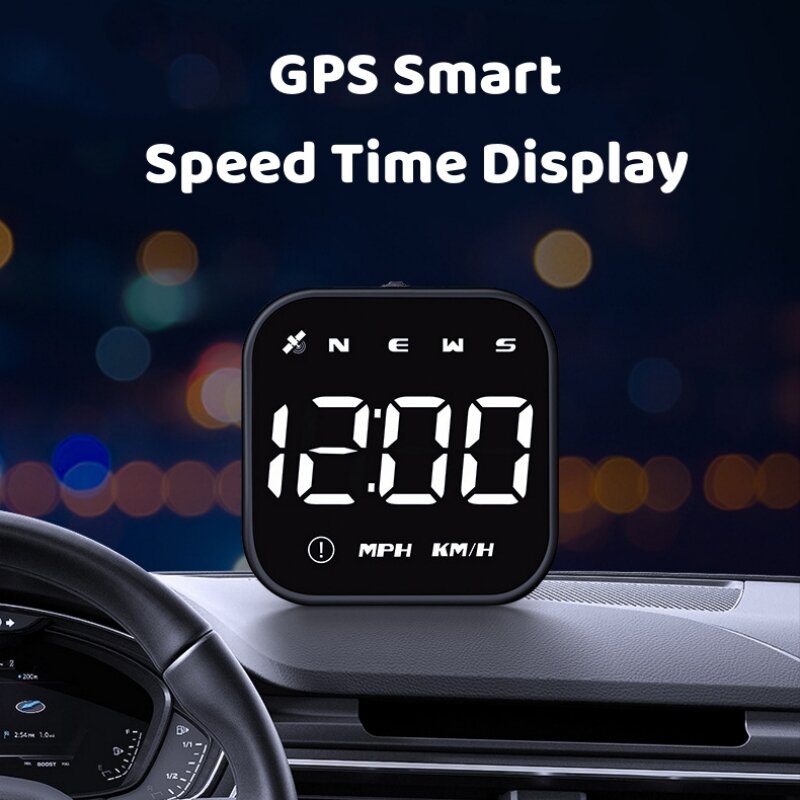 Pengukur kecepatan mobil Digital, tampilan kepala LED Speedometer otomatis Alarm pengingat GPS HUD aksesori mobil untuk mobil Universal