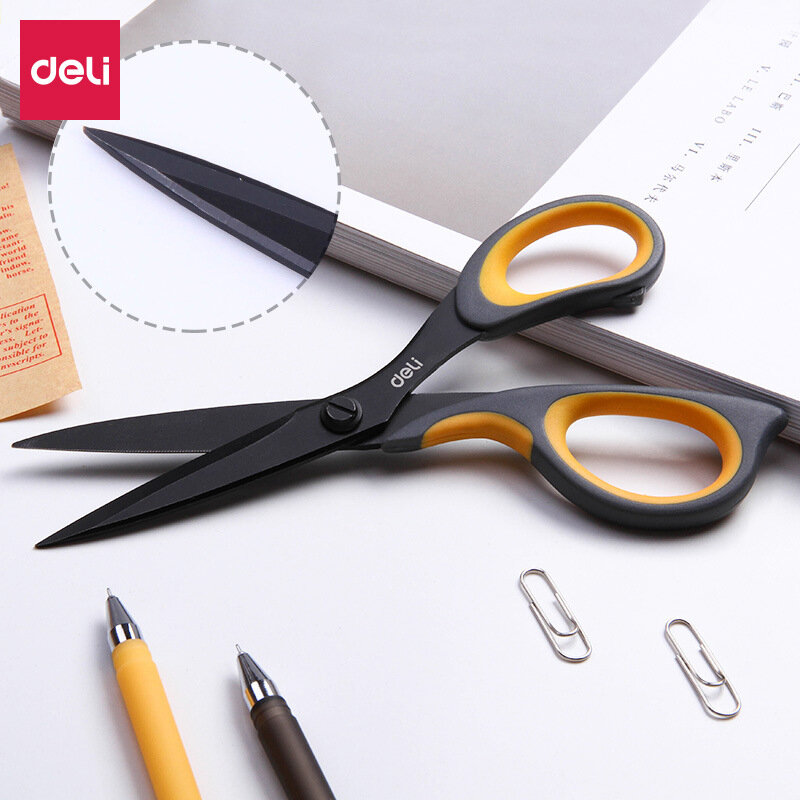 DELI Stationery Scissors for Office Home Use Soft Handle Durable Sharp Hand Craft Scissors Office Supplies