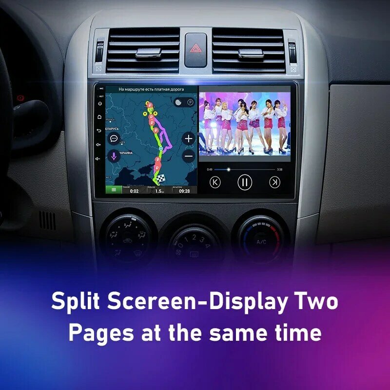 Srnubi-Radio estéreo con GPS para coche, reproductor Multimedia con Android 12, 9 pulgadas, Carplay, altavoces DVD, 2 Din, para Toyota Corolla E140, E150, 2006 - 2012