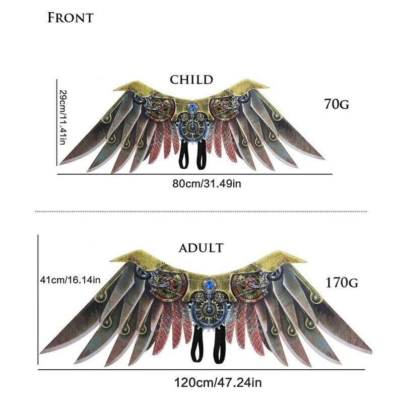 Винтажные крылья в стиле панк, крылья для выступлений на Хэллоуин, крылья ангела для детей, взрослых, мальчиков и девочек