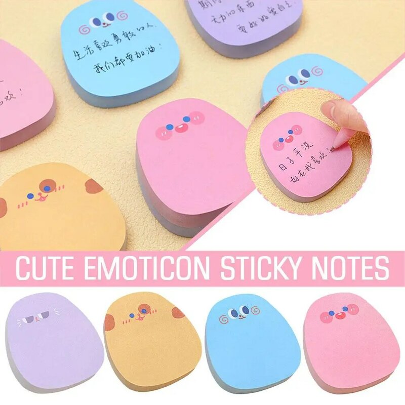 Engraçado Emoticon Sticky Notes, Cute Cartoon Message, Ins Posted Pad Tabs, Memo colorido, Papel de escola, Kawaii Stati, N7G9