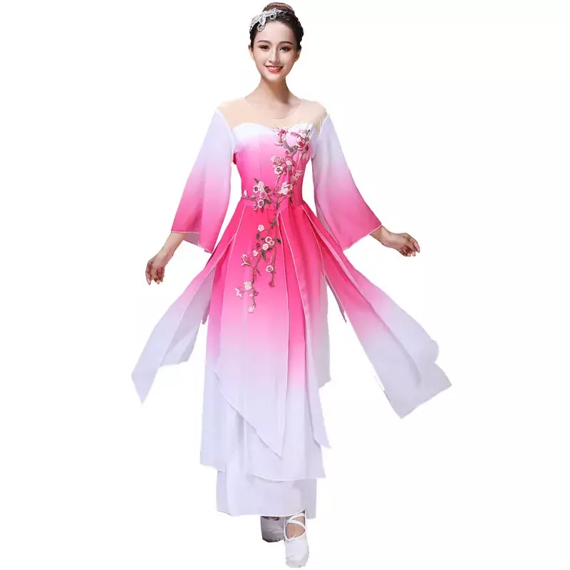 Hanfu women classical dance performance costume female ethnic Jiangnan umbrella dance fan dance adult female Yangko dress