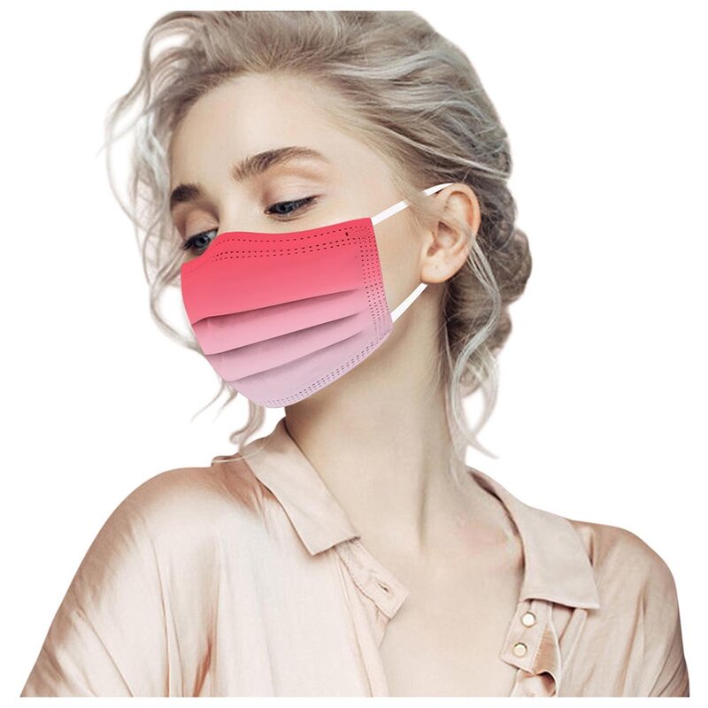 일회용 성인 얼굴 방패 마스크 3Ply 패션 통기성 색상 그라디언트 블러쉬 인쇄 마스크 여성 마스카라 Ninos