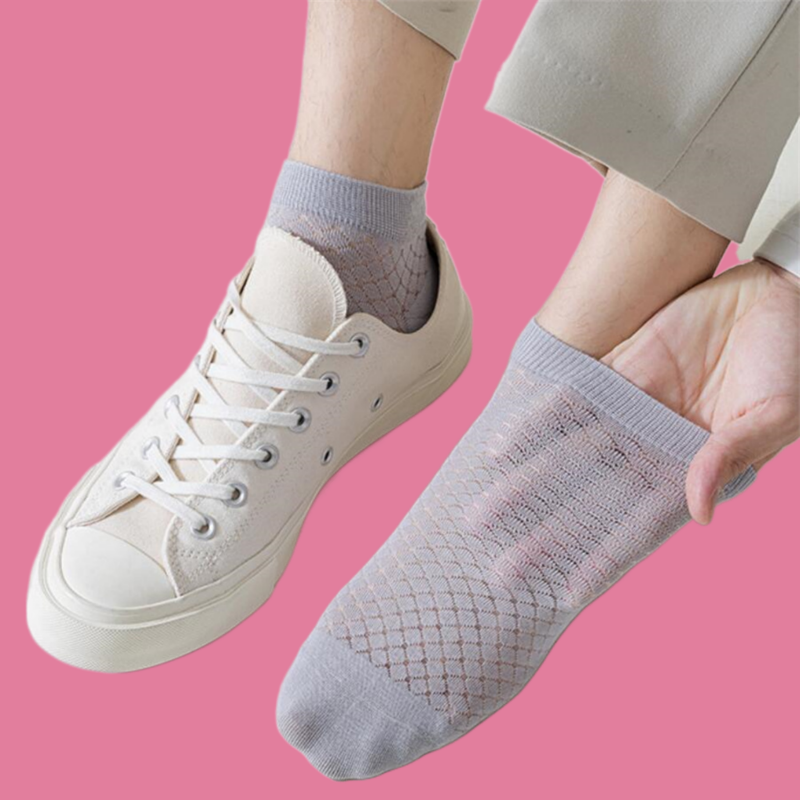 2024 New 5 Pairs Summer Breathable Men's Mesh Socks Sweat-absorbing Thin Cotton Male Short Socks Low Tube Sports Ankle Socks
