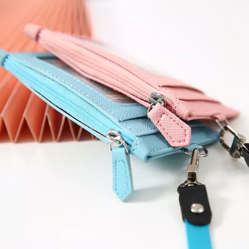 Soporte de Color sólido con cordón para tarjetas de crédito, 1 piezas, monedero, billetera para estudiantes, bolsas para tarjetas de autobús