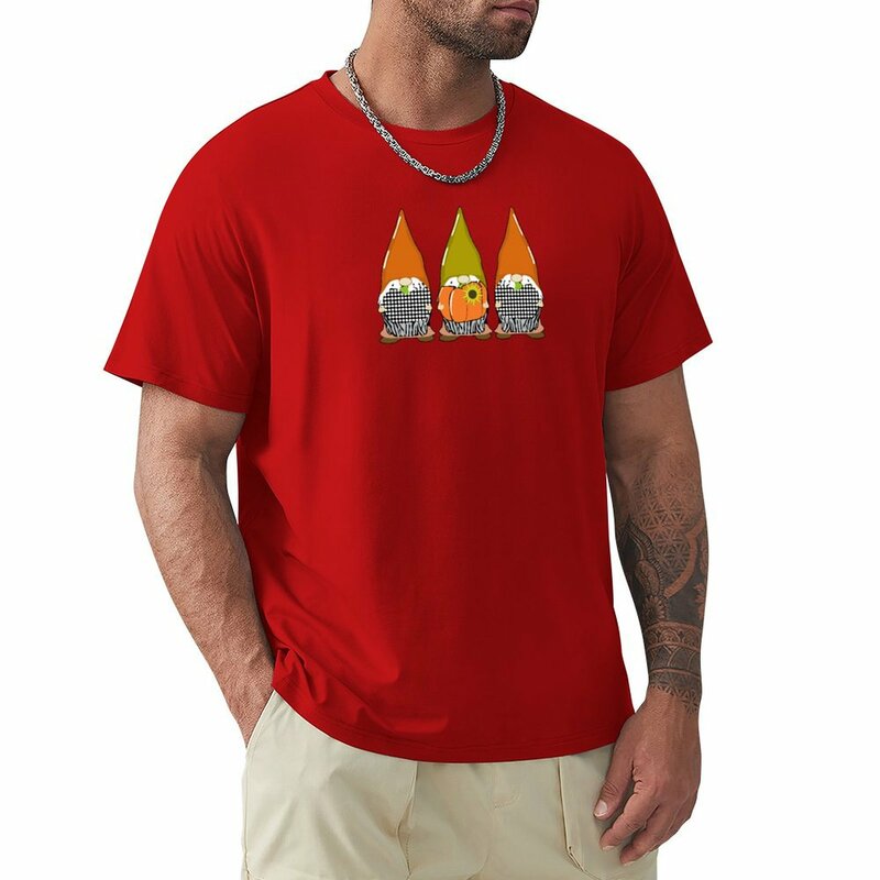 T-shirt surdimensionné Pumpkin Gnomes Blouse pour hommes, chemises de retraite blanches pour garçons, automne