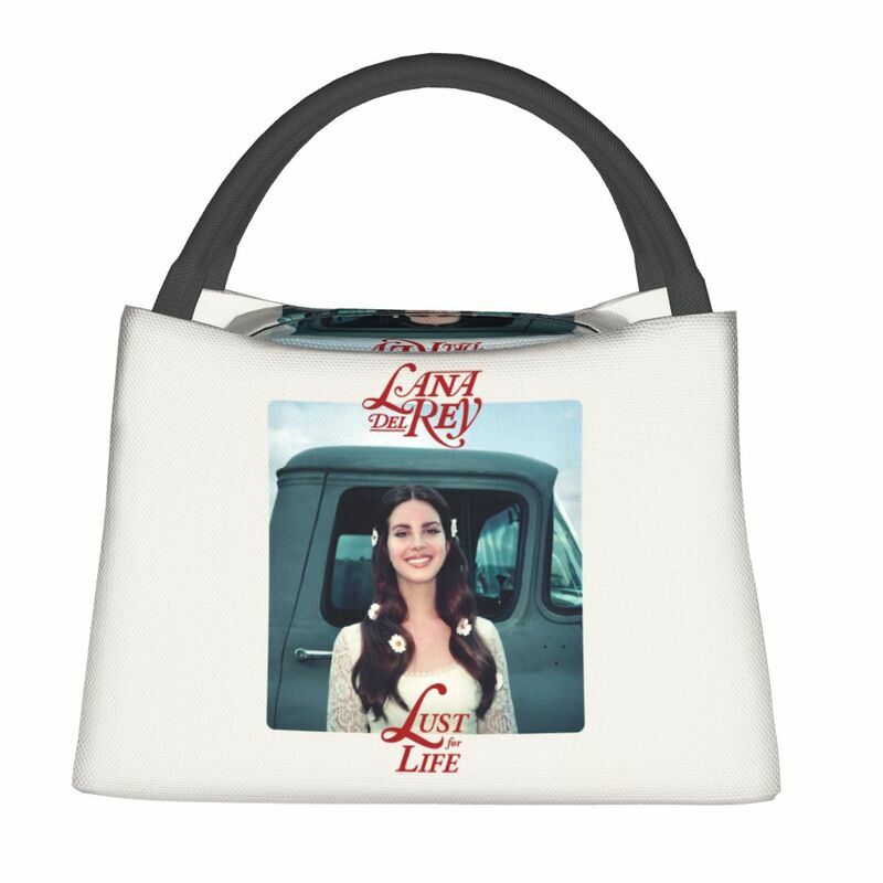 Bolsa de almuerzo con aislamiento térmico para mujer, contenedor portátil con logotipo impreso de Lana Del Rey, para acampar al aire libre, caja de comida de viaje