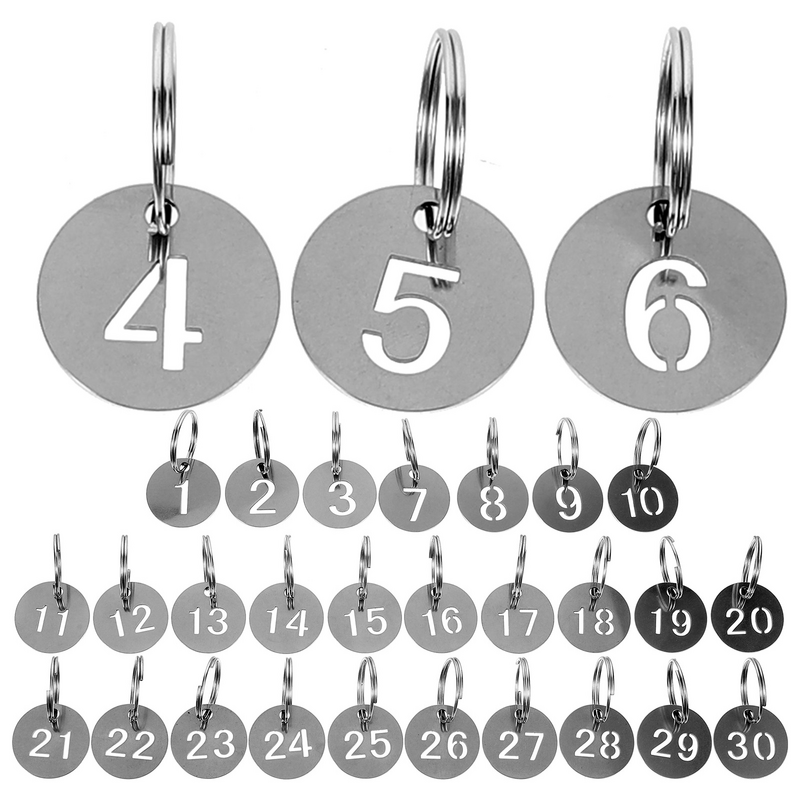 Round Number Tag Stainless Steel Key Chain KeyChain Ring Keyring Dog Tag Pet ID Tags Custom Openwork Plate Pendant Plate