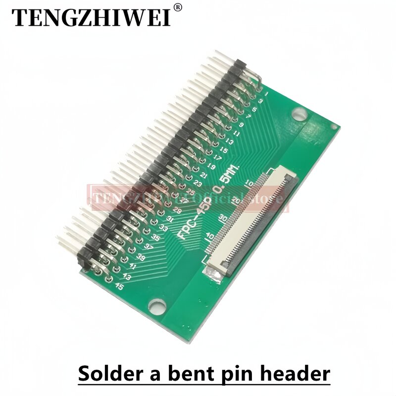 2PCS FFC/FPC adapter board 0.5MM-45P to 2.54MM welded 0.5MM-45P flip-top connector Welded straight and bent pin headers